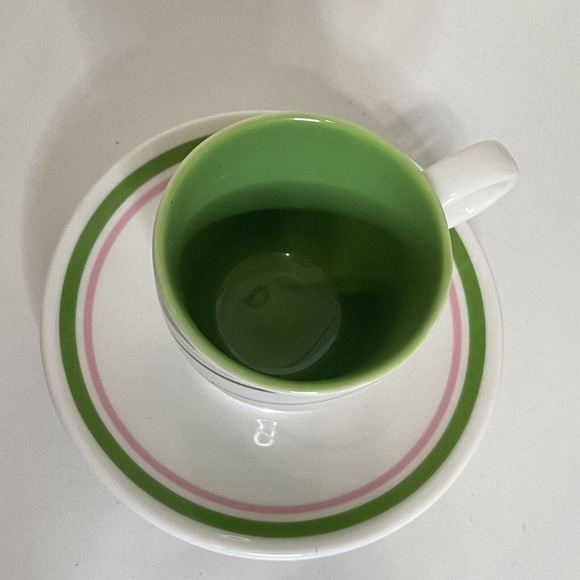 Starbucks Demi Espresso Mini Cup Mug Saucer Candy Striped Holiday 2007 Set - Picture 4 of 10